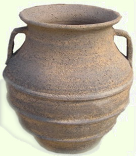 Old stone pot two handled jar